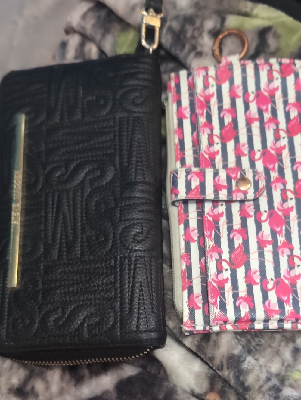 Steve Madden Black & Pink Flamingo Pattern Wallet Set